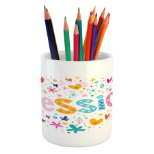 Retro Colorful Motifs Pencil Pen Holder