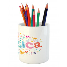 Retro Colorful Motifs Pencil Pen Holder