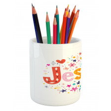 Retro Colorful Motifs Pencil Pen Holder