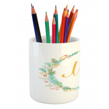 Frame of Flowers Ferns Pencil Pen Holder