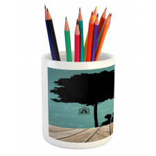 Boy and Girl Under a Tree Pencil Pen Holder