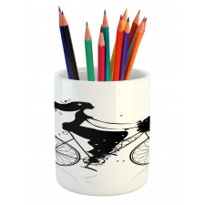 Woman Flowers Pencil Pen Holder