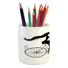 Woman Flowers Pencil Pen Holder