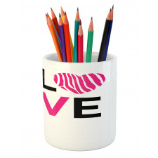 Zebra Stripes Hearts Pencil Pen Holder