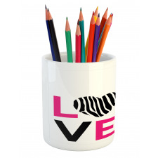 Zebra Stripes Hearts Pencil Pen Holder