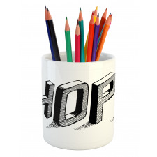 Sketch Letters with Lines Pencil Pen Holder