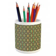 Retro Striped Pencil Pen Holder