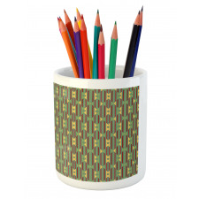 Retro Striped Pencil Pen Holder