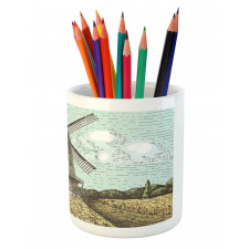 Windmill and Farmland Pencil Pen Holder