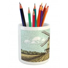 Windmill and Farmland Pencil Pen Holder