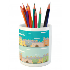 Colorful Cartoon Town Pencil Pen Holder