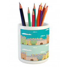 Colorful Cartoon Town Pencil Pen Holder