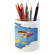 Cartoon Girl Flying Pencil Pen Holder