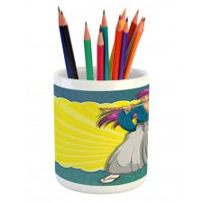 Manga Style Samurai Girl Pencil Pen Holder