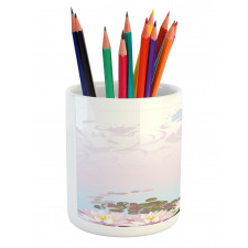 Water Lilies Pattern Pencil Pen Holder