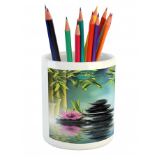 Flower Spa Stones Pencil Pen Holder