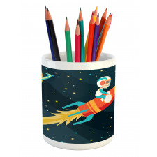 Boy on a Rocket Adventure Pencil Pen Holder