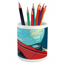 Cosmonaut in a Car Pencil Pen Holder