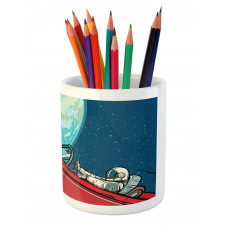 Cosmonaut in a Car Pencil Pen Holder