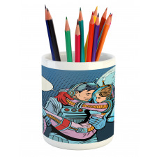 Astronaut Couple Love Pencil Pen Holder