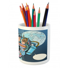 Astronaut Couple Love Pencil Pen Holder