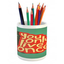 Retro Inspirational Words Pencil Pen Holder