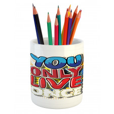 Cartoon Style Life Message Pencil Pen Holder