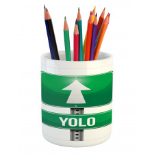 Road Sign Pointing Forward Pencil Pen Holder