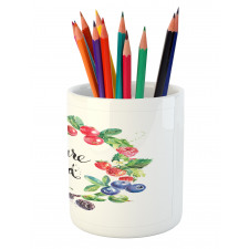 Watercolor Style Berries Pencil Pen Holder