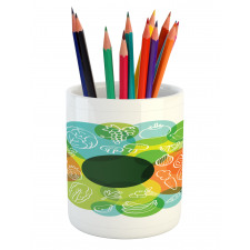 Doodle Vegan Pattern Pencil Pen Holder