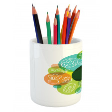 Doodle Vegan Pattern Pencil Pen Holder