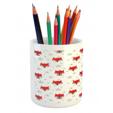 Hipster Foxes Hats Pencil Pen Holder