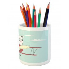 Pilot Bear in Plane Pencil Pen Holder