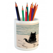 Baby Girl with a Cat Pencil Pen Holder