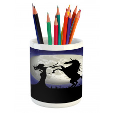 Rampant Horse and Girl Pencil Pen Holder