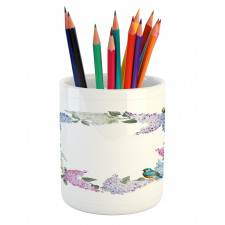 Flower Wreath and Bird Pencil Pen Holder