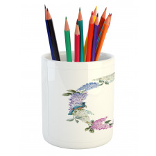 Flower Wreath and Bird Pencil Pen Holder