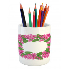 Pink Blossoms Wreath Pencil Pen Holder