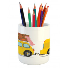 Retro Car with Trailer Pencil Pen Holder