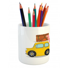 Retro Car with Trailer Pencil Pen Holder