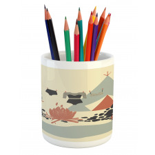 Tent Van and Fire Beach Pencil Pen Holder