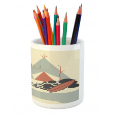 Tent Van and Fire Beach Pencil Pen Holder