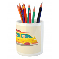 Hippies on Summer Van Pencil Pen Holder