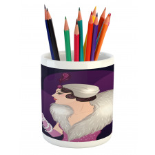 Vintage Portrait of Lady Pencil Pen Holder