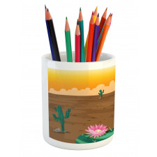 Desert Cactus and Bird Pencil Pen Holder