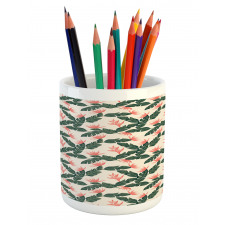 Exotic Flora and Leaves Pencil Pen Holder