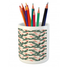 Exotic Flora and Leaves Pencil Pen Holder