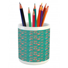 Abstract Flowers Dots Pencil Pen Holder