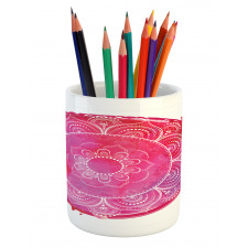 Pink Watercolor Mandala Pencil Pen Holder