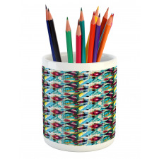 Grungy Geometric Art Pencil Pen Holder